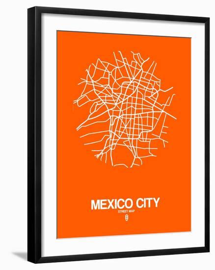 Mexico City Street Map Orange-NaxArt-Framed Art Print