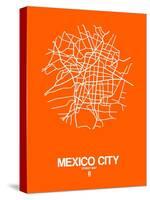 Mexico City Street Map Orange-NaxArt-Stretched Canvas