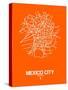 Mexico City Street Map Orange-NaxArt-Stretched Canvas