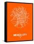 Mexico City Street Map Orange-NaxArt-Framed Stretched Canvas