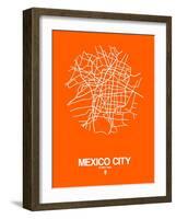 Mexico City Street Map Orange-NaxArt-Framed Art Print