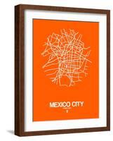 Mexico City Street Map Orange-NaxArt-Framed Art Print