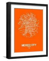 Mexico City Street Map Orange-NaxArt-Framed Art Print