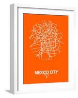 Mexico City Street Map Orange-NaxArt-Framed Art Print