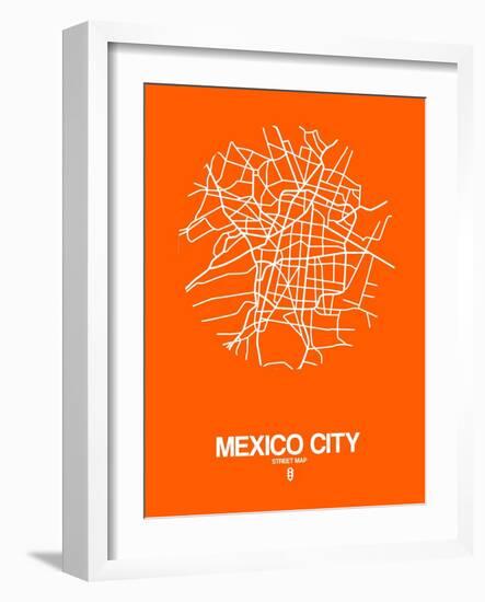 Mexico City Street Map Orange-NaxArt-Framed Art Print