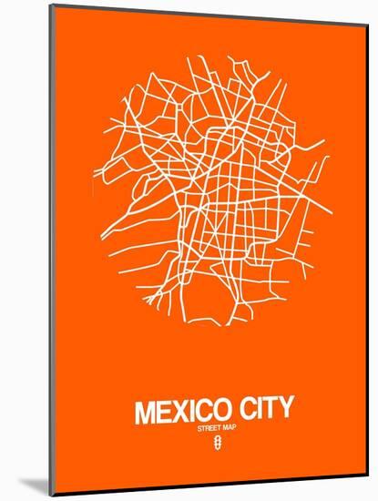 Mexico City Street Map Orange-NaxArt-Mounted Art Print