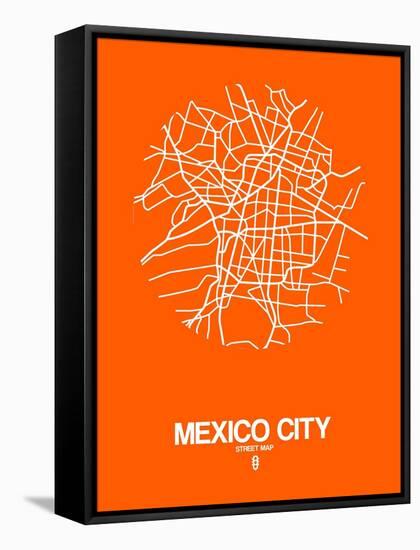Mexico City Street Map Orange-NaxArt-Framed Stretched Canvas