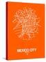 Mexico City Street Map Orange-NaxArt-Stretched Canvas