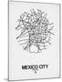 Mexico City Street Map White-NaxArt-Mounted Art Print