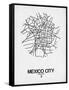 Mexico City Street Map White-NaxArt-Framed Stretched Canvas