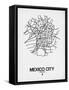 Mexico City Street Map White-NaxArt-Framed Stretched Canvas