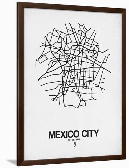 Mexico City Street Map White-NaxArt-Framed Art Print