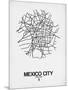 Mexico City Street Map White-NaxArt-Mounted Art Print