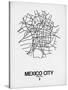 Mexico City Street Map White-NaxArt-Stretched Canvas