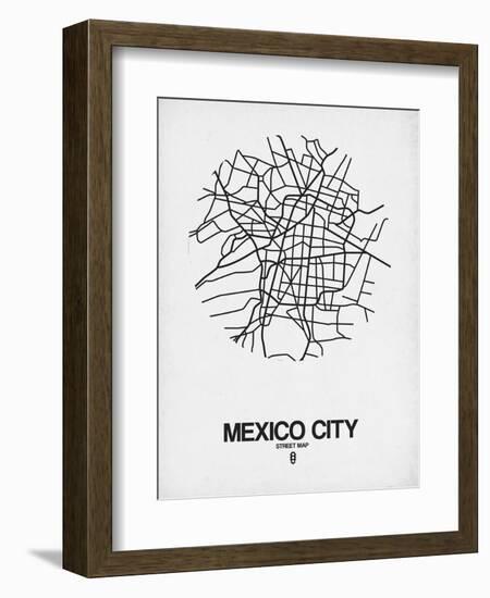 Mexico City Street Map White-NaxArt-Framed Art Print