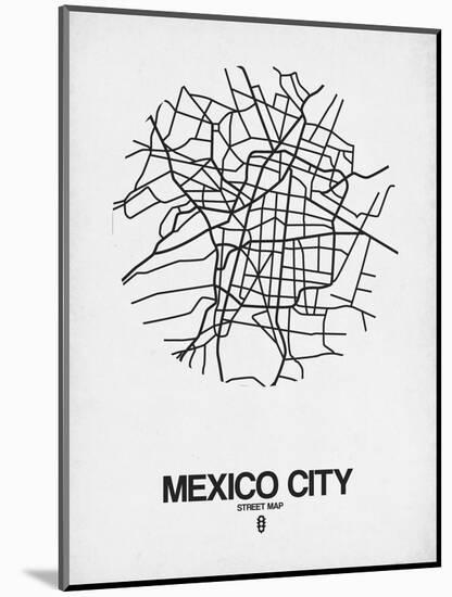Mexico City Street Map White-NaxArt-Mounted Art Print