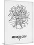 Mexico City Street Map White-NaxArt-Mounted Art Print