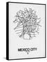 Mexico City Street Map White-NaxArt-Framed Stretched Canvas