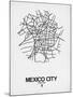 Mexico City Street Map White-NaxArt-Mounted Art Print