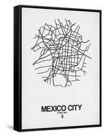 Mexico City Street Map White-NaxArt-Framed Stretched Canvas