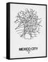 Mexico City Street Map White-NaxArt-Framed Stretched Canvas