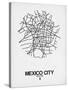 Mexico City Street Map White-NaxArt-Stretched Canvas