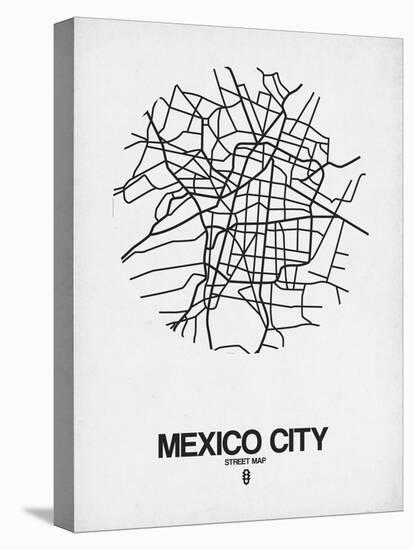 Mexico City Street Map White-NaxArt-Stretched Canvas