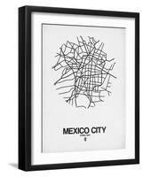 Mexico City Street Map White-NaxArt-Framed Art Print
