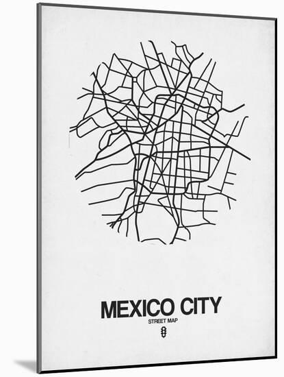 Mexico City Street Map White-NaxArt-Mounted Art Print