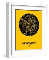 Mexico City Street Map Yellow-NaxArt-Framed Art Print