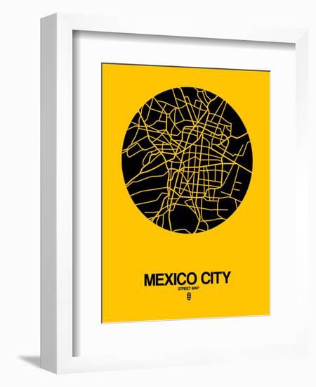 Mexico City Street Map Yellow-NaxArt-Framed Art Print