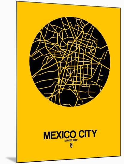 Mexico City Street Map Yellow-NaxArt-Mounted Art Print