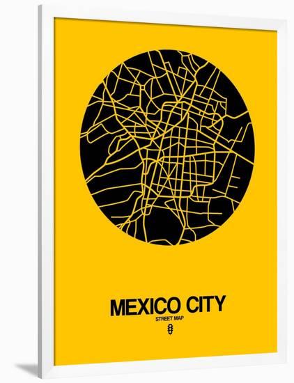 Mexico City Street Map Yellow-NaxArt-Framed Art Print