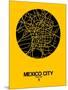 Mexico City Street Map Yellow-NaxArt-Mounted Art Print