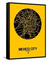 Mexico City Street Map Yellow-NaxArt-Framed Stretched Canvas