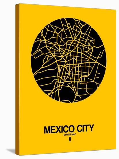 Mexico City Street Map Yellow-NaxArt-Stretched Canvas