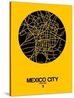 Mexico City Street Map Yellow-NaxArt-Stretched Canvas