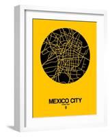 Mexico City Street Map Yellow-NaxArt-Framed Art Print