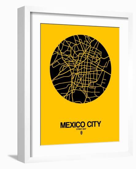 Mexico City Street Map Yellow-NaxArt-Framed Art Print