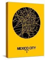 Mexico City Street Map Yellow-NaxArt-Stretched Canvas