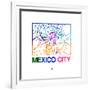 Mexico City Watercolor Street Map-NaxArt-Framed Premium Giclee Print