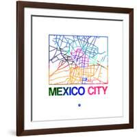 Mexico City Watercolor Street Map-NaxArt-Framed Premium Giclee Print