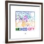 Mexico City Watercolor Street Map-NaxArt-Framed Premium Giclee Print