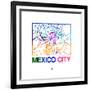Mexico City Watercolor Street Map-NaxArt-Framed Premium Giclee Print