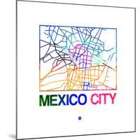 Mexico City Watercolor Street Map-NaxArt-Mounted Premium Giclee Print