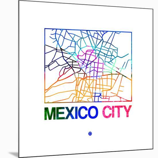 Mexico City Watercolor Street Map-NaxArt-Mounted Premium Giclee Print