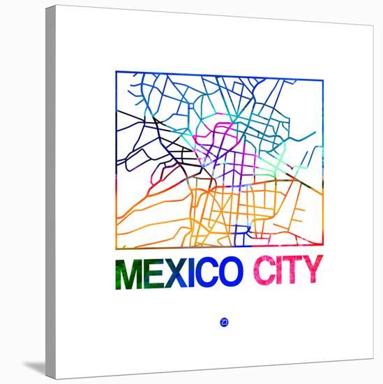 Mexico City Watercolor Street Map-NaxArt-Stretched Canvas