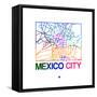 Mexico City Watercolor Street Map-NaxArt-Framed Stretched Canvas