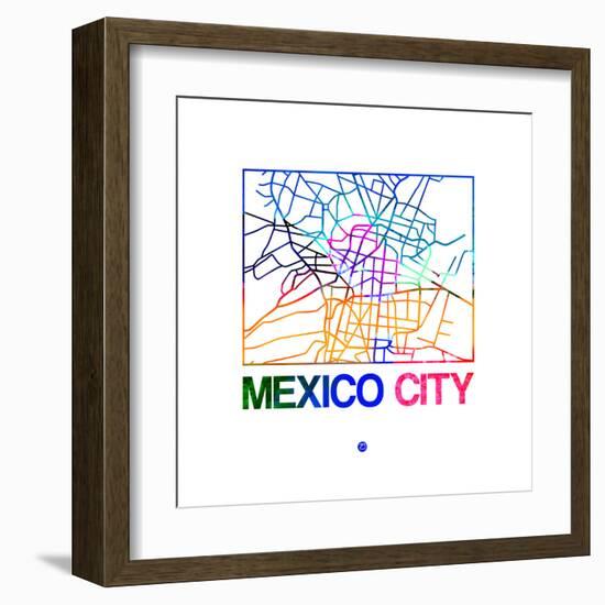 Mexico City Watercolor Street Map-NaxArt-Framed Art Print