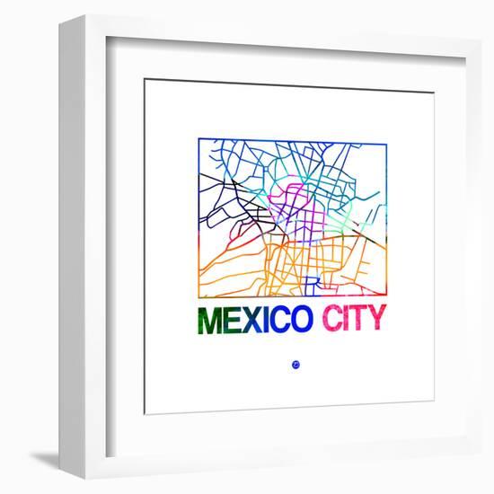 Mexico City Watercolor Street Map-NaxArt-Framed Art Print